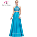 Grace Karin 2 pièces Deep Sky blue Sequined Satin Formal Ball Gown Robe de bal gratuite vestidos de fiestas GK000107-2